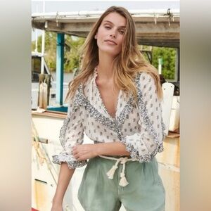 VERONICA BEARD TIE WAIST SAGE SHORTS